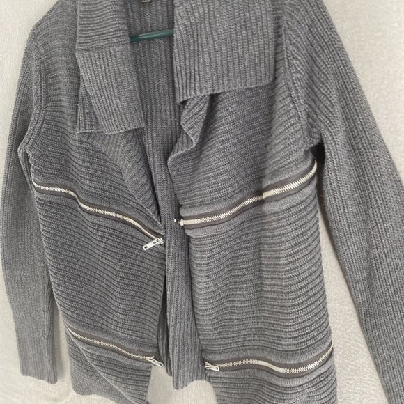 Rock and Republic Cardigan Sweater Womens Medium Chain Knit Zippers Long Sleeve - Picture 6 of 12